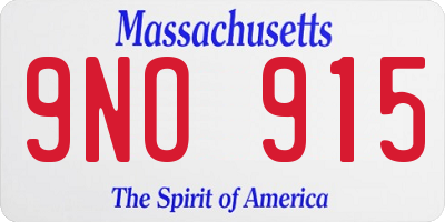 MA license plate 9NO915