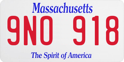 MA license plate 9NO918