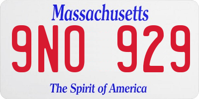 MA license plate 9NO929