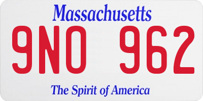 MA license plate 9NO962