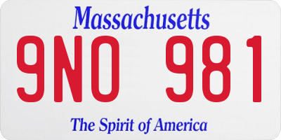 MA license plate 9NO981