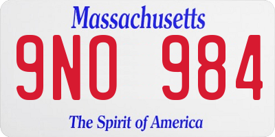 MA license plate 9NO984