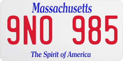 MA license plate 9NO985