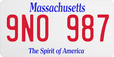 MA license plate 9NO987