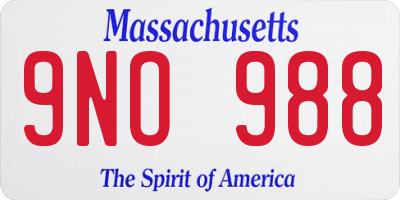 MA license plate 9NO988