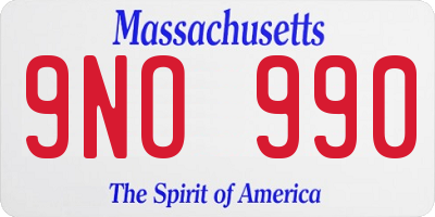 MA license plate 9NO990