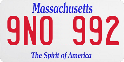 MA license plate 9NO992