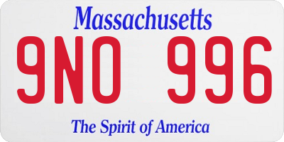 MA license plate 9NO996