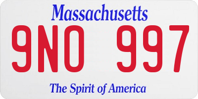 MA license plate 9NO997