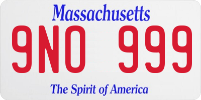 MA license plate 9NO999