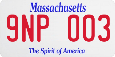 MA license plate 9NP003