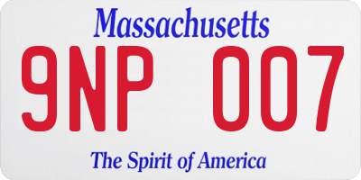 MA license plate 9NP007