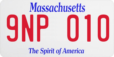 MA license plate 9NP010