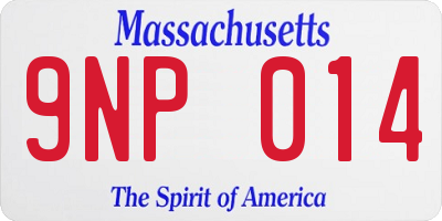 MA license plate 9NP014