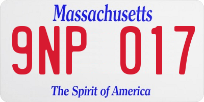 MA license plate 9NP017