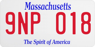 MA license plate 9NP018