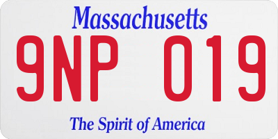 MA license plate 9NP019