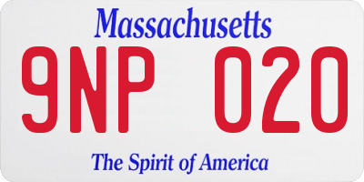 MA license plate 9NP020