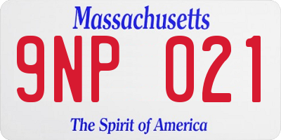 MA license plate 9NP021