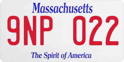 MA license plate 9NP022