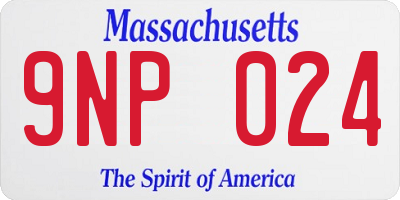 MA license plate 9NP024