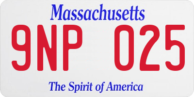 MA license plate 9NP025