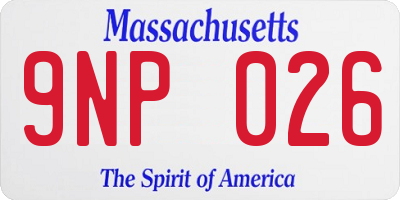 MA license plate 9NP026
