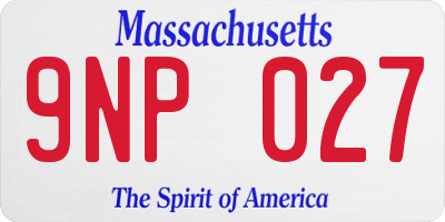 MA license plate 9NP027