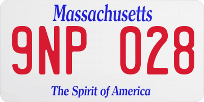 MA license plate 9NP028