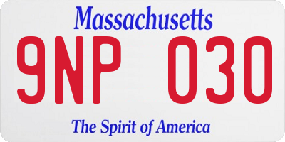 MA license plate 9NP030
