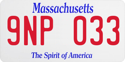 MA license plate 9NP033