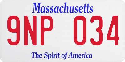 MA license plate 9NP034