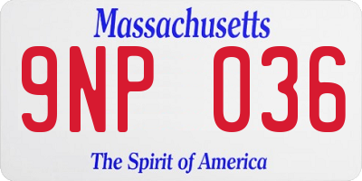 MA license plate 9NP036