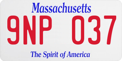 MA license plate 9NP037