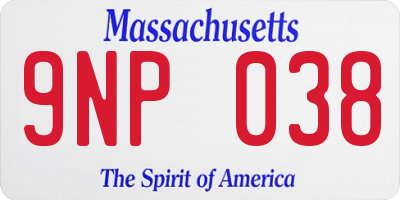 MA license plate 9NP038