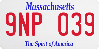 MA license plate 9NP039