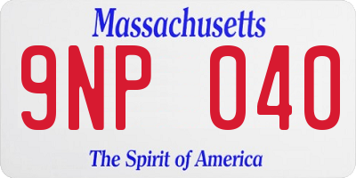 MA license plate 9NP040