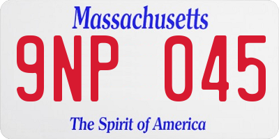 MA license plate 9NP045