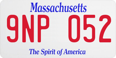 MA license plate 9NP052