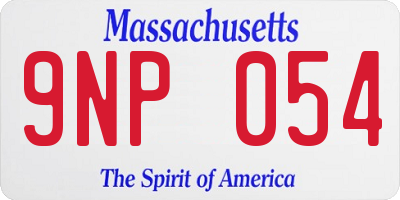 MA license plate 9NP054