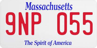 MA license plate 9NP055