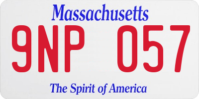 MA license plate 9NP057