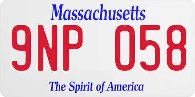 MA license plate 9NP058