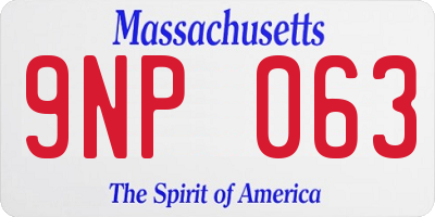 MA license plate 9NP063