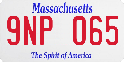 MA license plate 9NP065