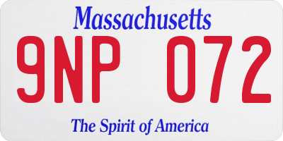 MA license plate 9NP072
