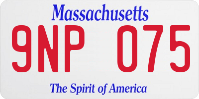 MA license plate 9NP075
