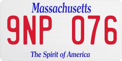 MA license plate 9NP076