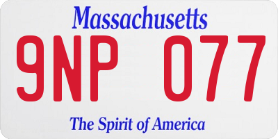MA license plate 9NP077
