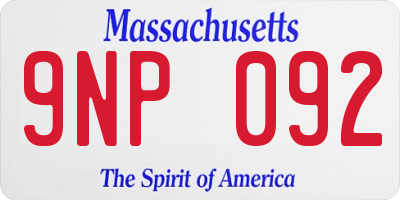MA license plate 9NP092
